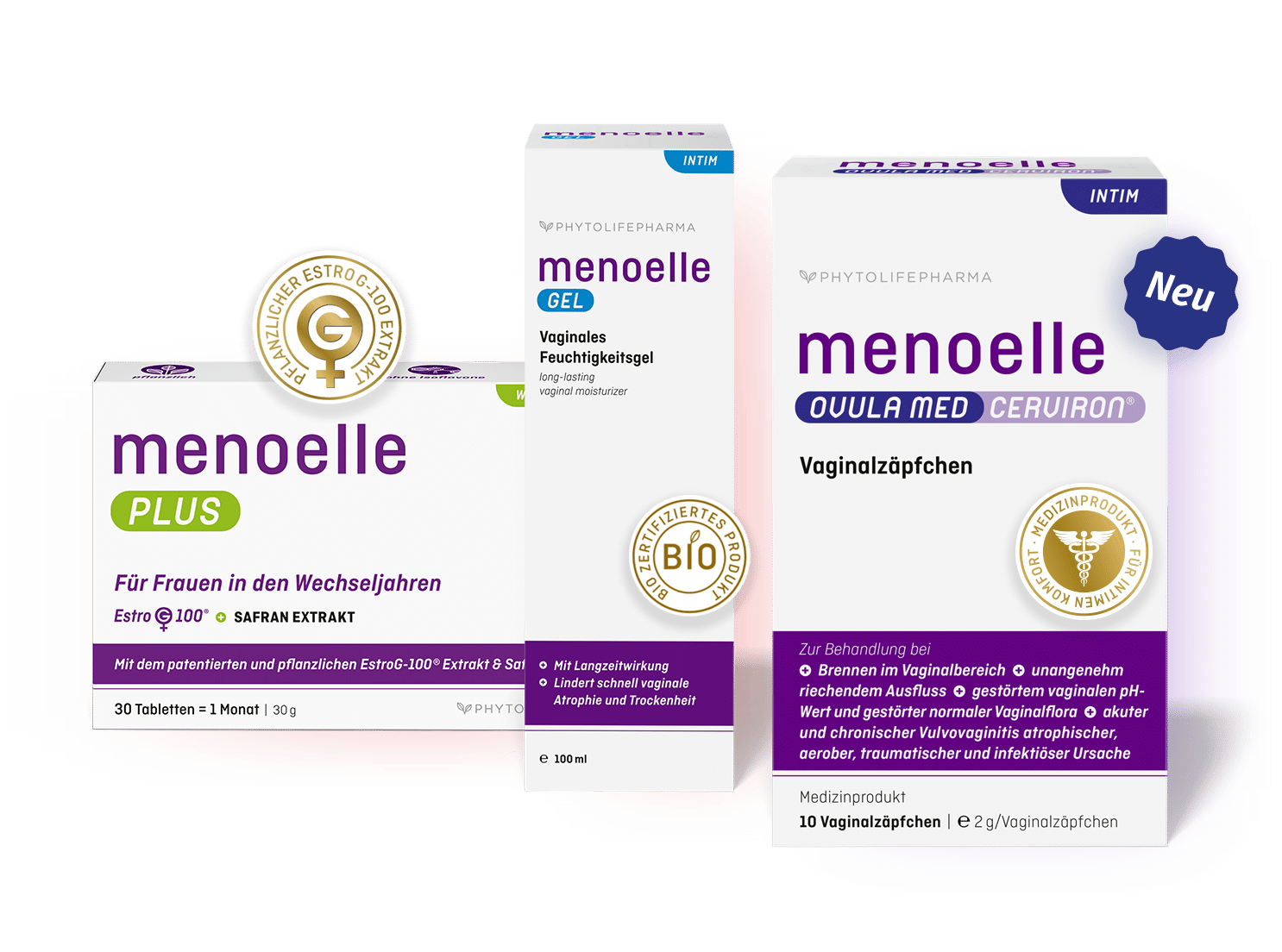 menoelle® Paket - Tabletts PLUS + Gel + OVULA med CERVIRON®